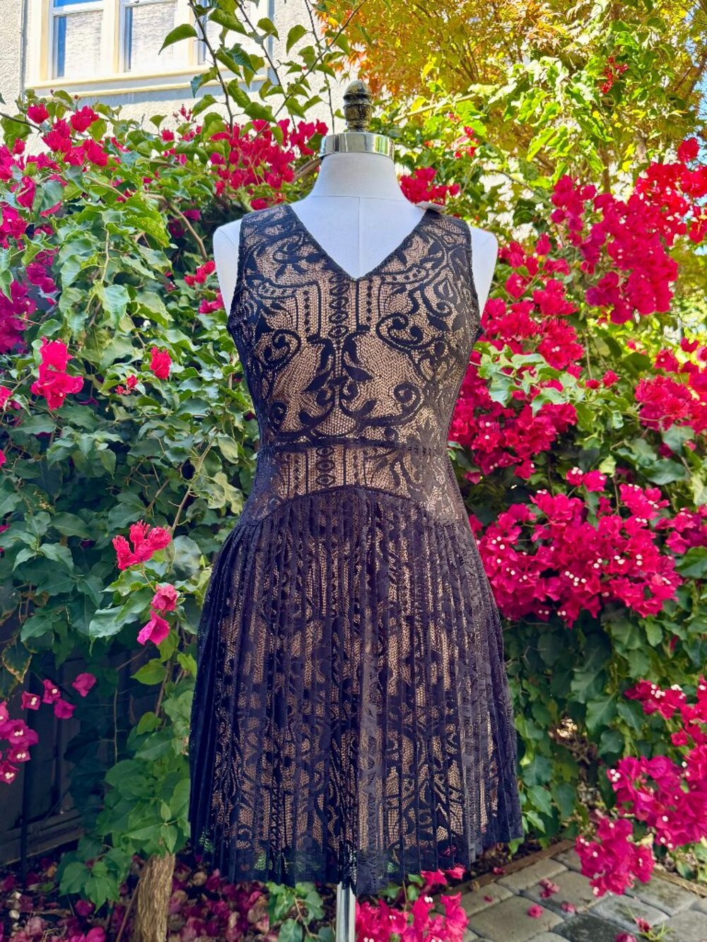 Elegant Warehouse Brand Pleated Lace Black Dress | UK 12 / US 8 | NWT